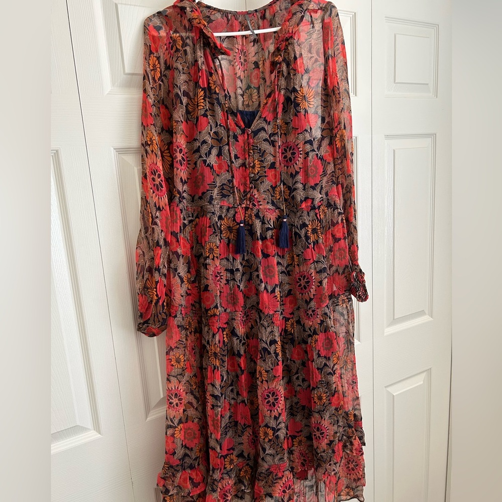 ANTHROPOLOGIE THE MARAIS PRINTED CHIFFON MAXI DRESS 1X BRAND NEW